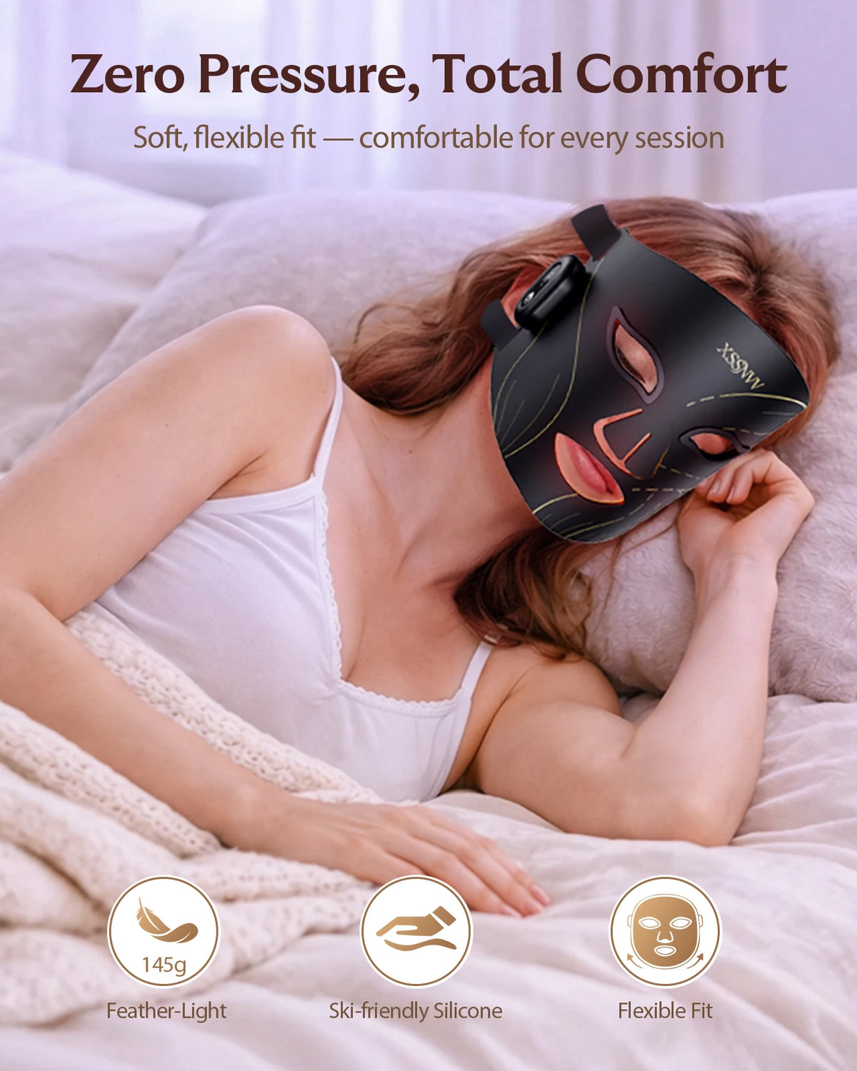 Masque LED visage en utilisation